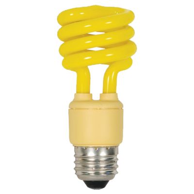13W 120V T2 E26 Mini Spiral CFL Yellow Bulb by SATCO Lighting - Starlight Lighting USA and Canada
